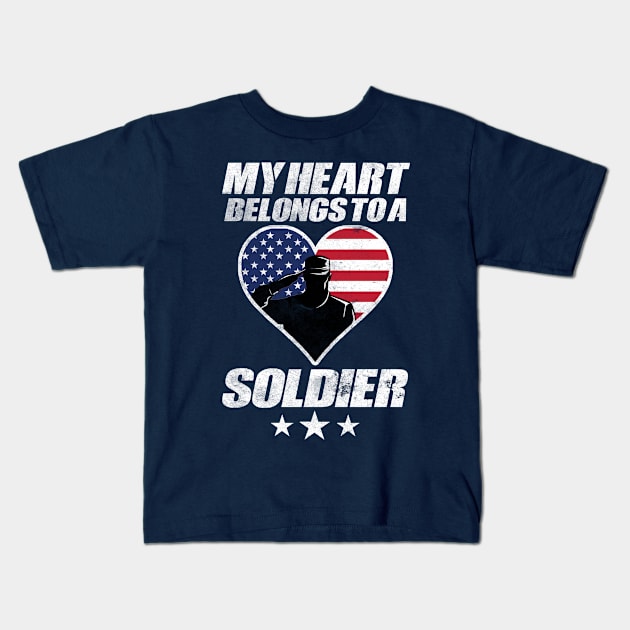 My Heart Belongs to a Soldier Kids T-Shirt by veerkun